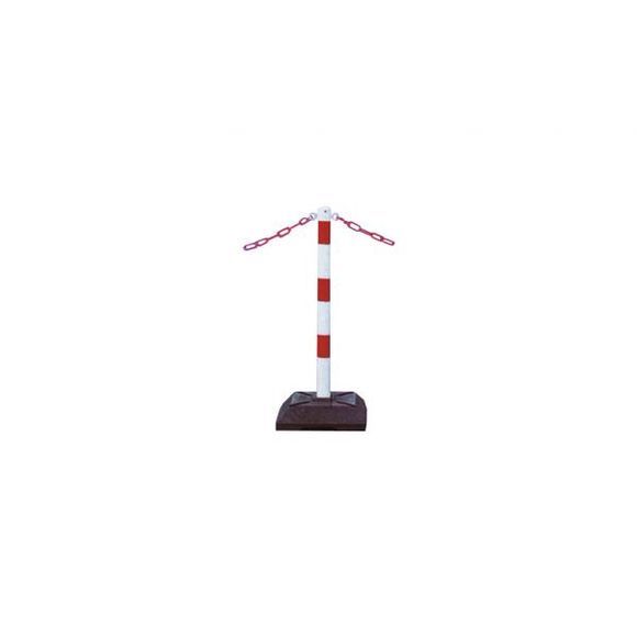 460KB - Barrière à chaîne en acier galvanisé - Schake - Ø 60 mm - Poteau support lourd blanc/rouge_0
