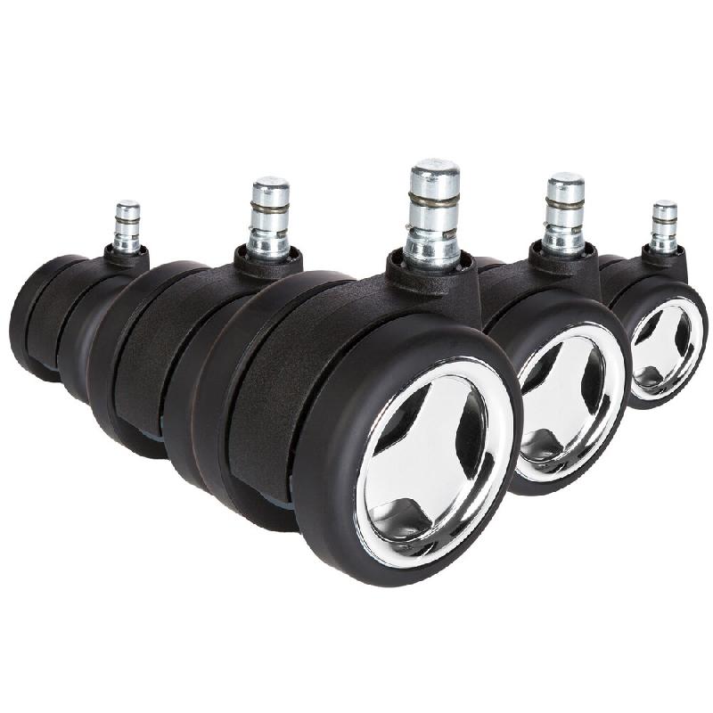 5x Roulettes pour sols durs ROLO GAME No-Noise 11mm / 60 mm (lot de 5) hjh OFFICE - argenté multi-matériau 619035_0