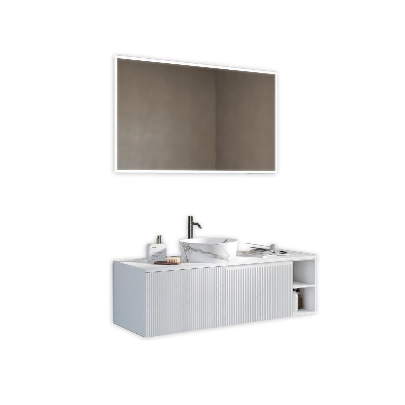 AQA Design Composition de salle de bain en MDF 5 pièces VENERE blanc mat. L.100 P.45 H.190 MPVE58-O1 - blanc Bois manufacturé MPVE58-O1_0