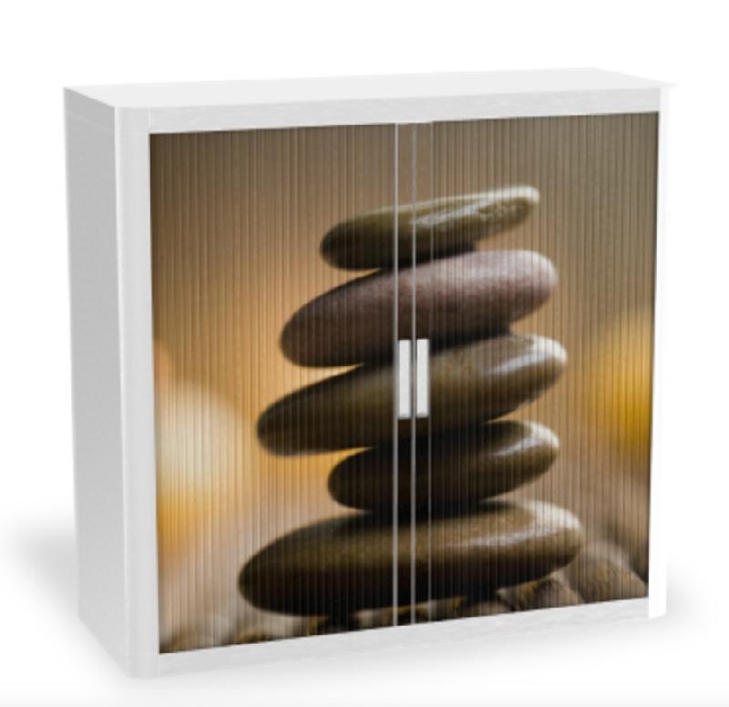 Armoire à rideaux avec décor Zen - EasyOffice. - Zen, Basse_0