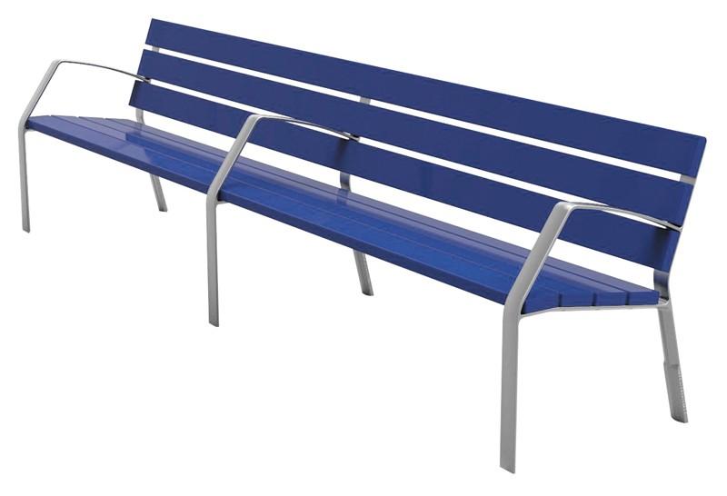 Banc Modo en Aluminium - 7 Lames - 300 cm - Coloris Aluminium et Bleu_0