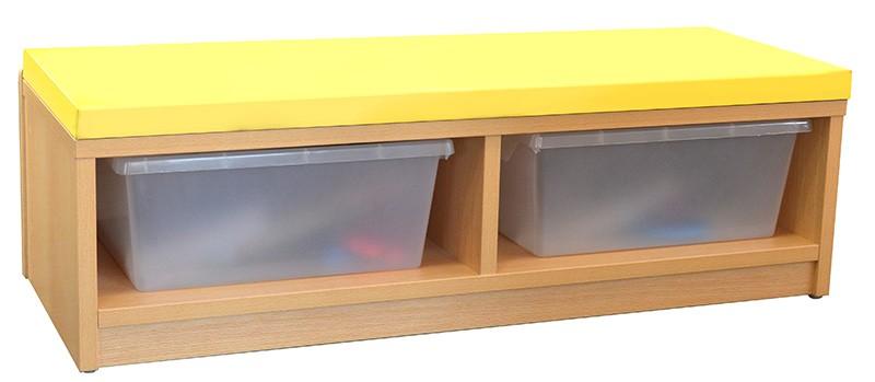 Banquette scolaire rectangle en mélaminé - 2 niches de rangement - Norme 1729 et garantie 10 ans_0