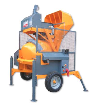 Bétonnière à chargeur RB 500 B - Cuve 460L, réservoir d'eau 60L, version électrique triphasée ou avec pelle tractée_0