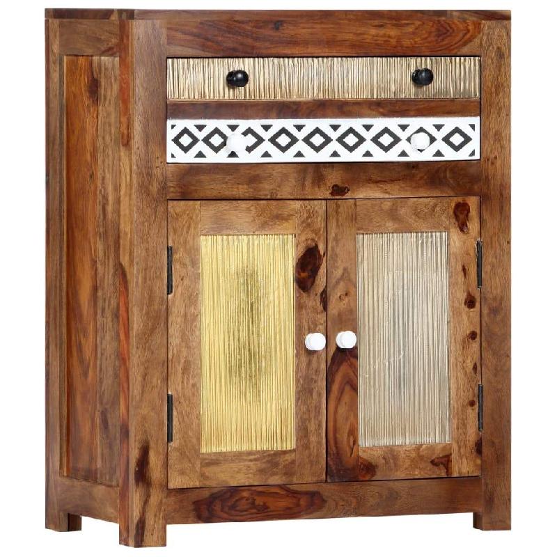 Buffet bahut en bois massif Sesham - 75 cm, finition polie, peinte et laquée - 4402052_0