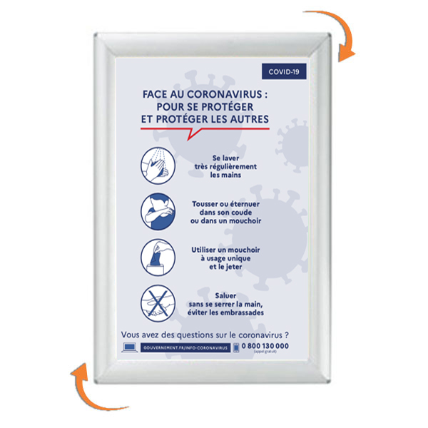 CADRE ALU AFFICHAGE VISU-CLIC® A5 MURAL OU COMPTOIR