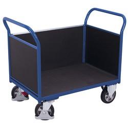 Chariot pour charges lourdes - 3 dossiers en contreplaqué étanche - 1000 kg - Roues caoutchouc et frein EasySTOP_0
