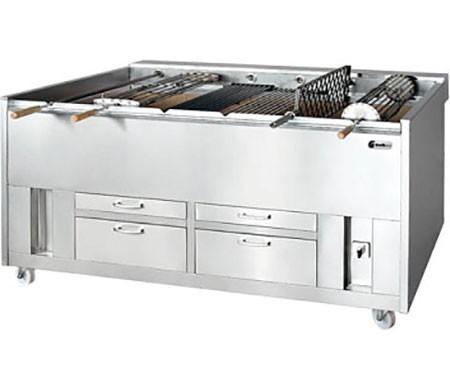 Churrasco professionnel à charbon de bois - grilles rotatives inox - capacité jusqu'à 33 poulets_0