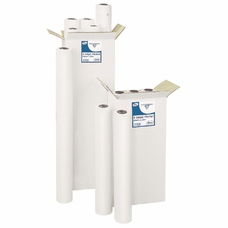 CLAIREFONTAINE BOBINE PAPIER BLANC POUR TRACEUR - 50 M X 914 MM - 80 G/M² (PRIX À L'UNITÉ)