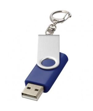 CLÉ USB ROTATIVE AVEC PORTE-CLÉS 4 GB - BLEU - CLÉS USB PUBLICITAIRES PERSONNALISÉES