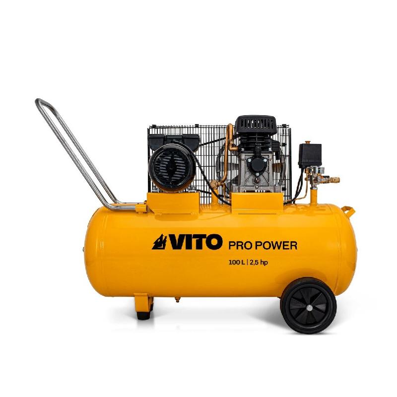 Compresseur à courroie 100 Litres 2.5 CV 1.9 kW 230V AC Pression 10 Bar VITO - jaune acier 5604612642129_0