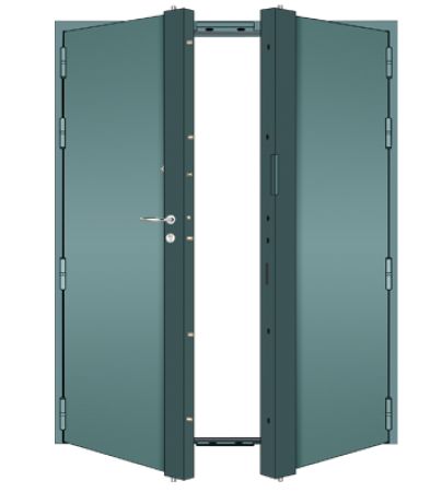Consonance 2 vantaux - portes blindées de locaux professionnels - blindages de france - 4 paumelles soudées de 140 mm à billes par vantail_0