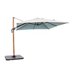 DCB GARDEN Parasol avec pied excentré en acier effet bois et toile grise - SEVILLA - gris aluminium P-25-WOOD_0