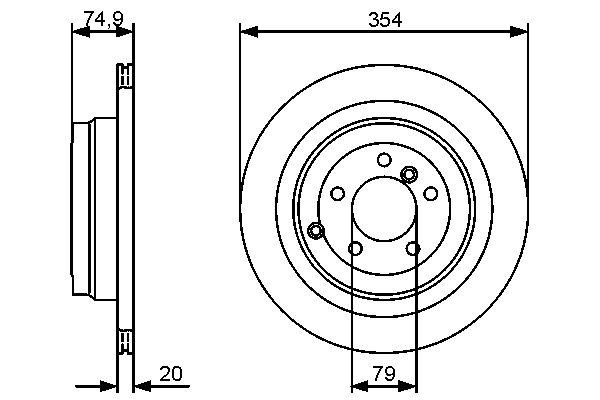 Disque de frein Bosch 0986479479 - ventilé - côté arrière - 5 trous_0