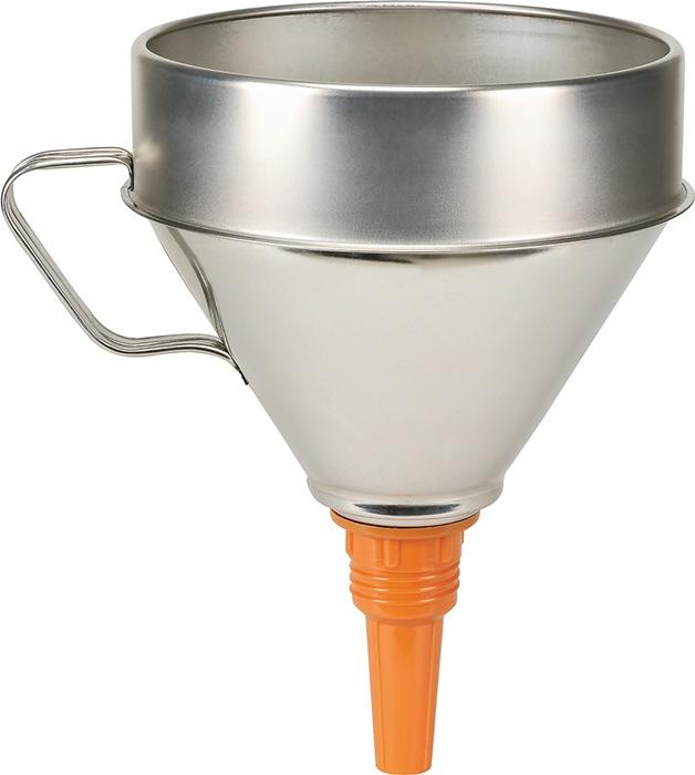 Entonnoir à bidon 160 mm en métal de 1,2 L - Pressol avec tamis interchangeable et poignée pratique_0