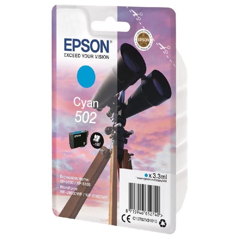 EPSON 502 'JUMELLES' CARTOUCHE D'ENCRE ORIGINALE (C13T02V24010) - CYAN