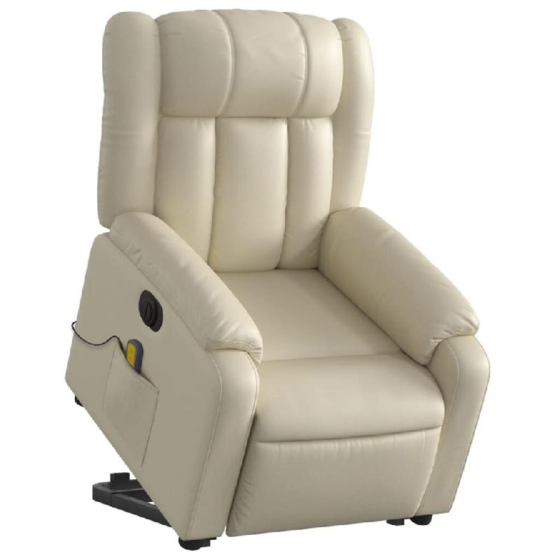 Fauteuil inclinable de massage électrique crème similicuir Modèle Luminor - 8721012177741_0