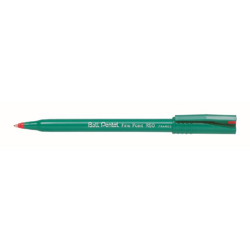 FEUTRE A BILLE BALL PENTEL R50 - POINTE 0,8 MM - ENCRE ROUGE - LOT DE 2