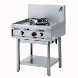 Fourneau wok gaz 1 feu - 15 kW - WGL1-7 - acier inox, système de refroidissement et nettoyage_0