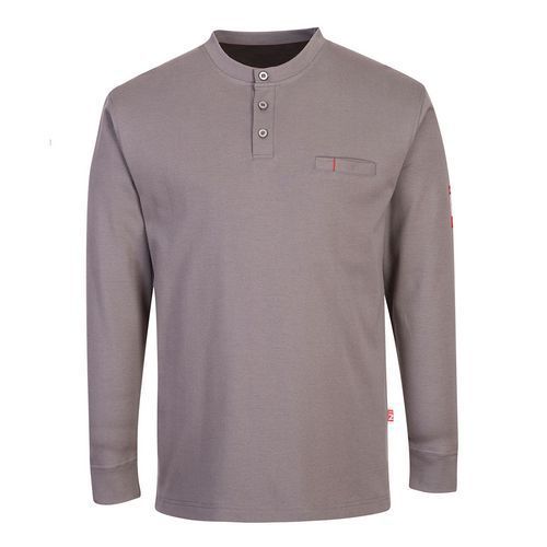 T-SHIRT RÉSISTANT FLAMME HENLEY ANTISTATIQUE FR32 GRIS S - PORTWEST