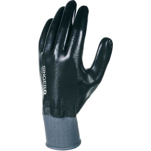GANTS DE MANUTENTION NOIR EN NYLON TOUT ENDUIT NITRILE DE TAILLE 9 - SINGER SAFETY