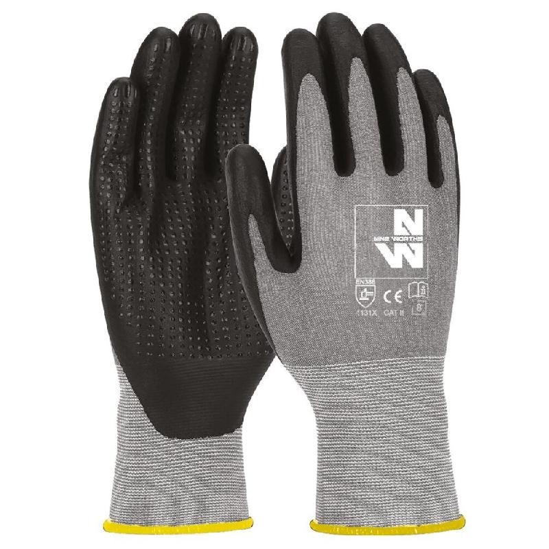 Gants de Travail Criss - Taille 9 - Gris Foncé - Résistant et Confortable - NINE WORTHS - gris 3700584917134_0