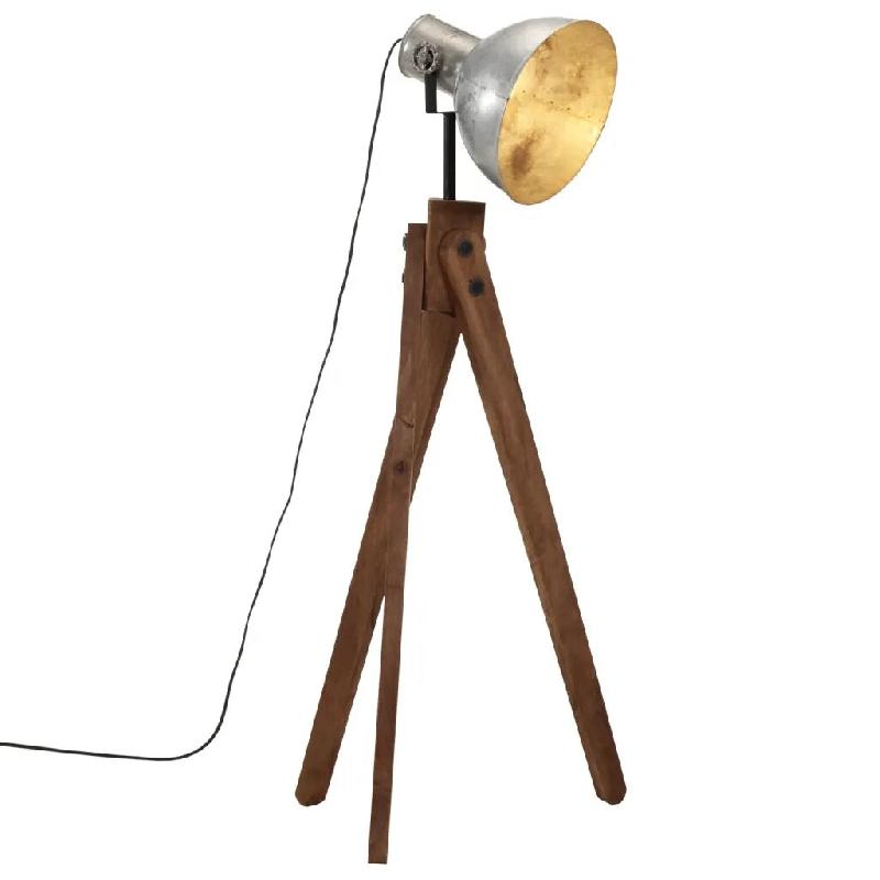 Helloshop26 - Lampadaire design industriel réglable salon bureau 45 x 45 x 120 cm en fer argent vintage 02_0047528 - Bois massif 3000234830104_0