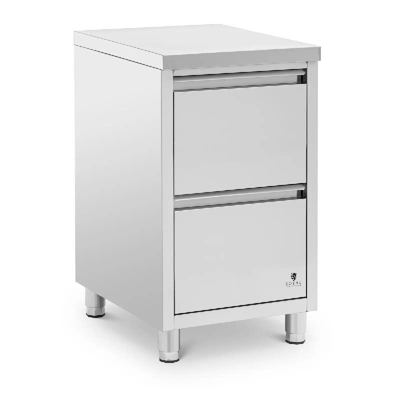 Helloshop26 - Meuble bas de cuisine professionnel 2 tiroirs 50 x 60 cm acier inoxydable 14_0009341 - inox 3000221574677_0