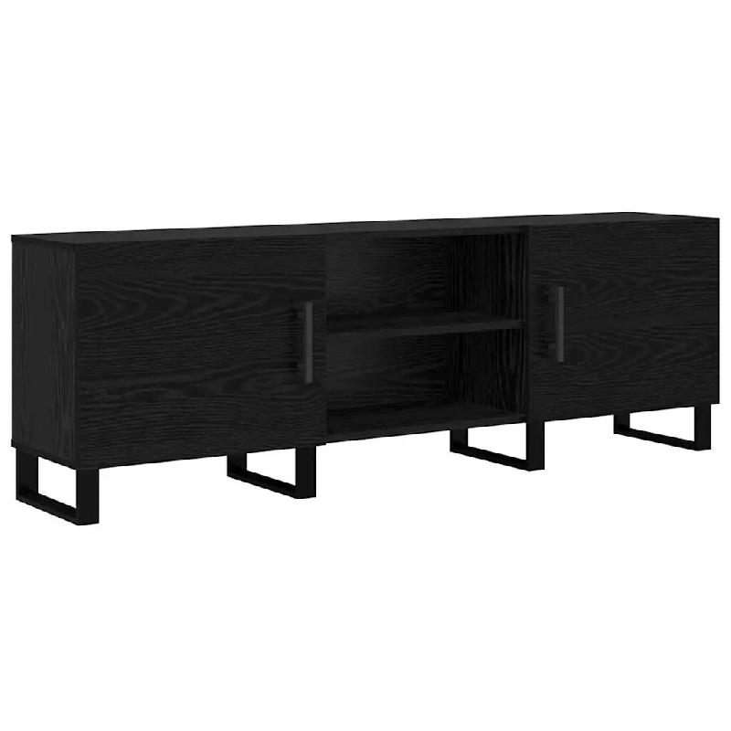 Helloshop26 - Meuble TV rectangulaire moderne avec étagères pratique salon 150 x 30 x 50 cm en bois d'ingénierie noir 02_0052517 - noir Bois massif_0