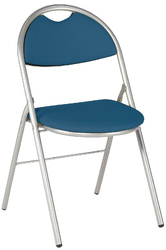 LOT DE 4 CHAISES PLIANTES CLAP PIÈTEMENT GRIS ALU PVC M1 URBAN PÉTROLE - MANUTAN COLLECTIVITÉS