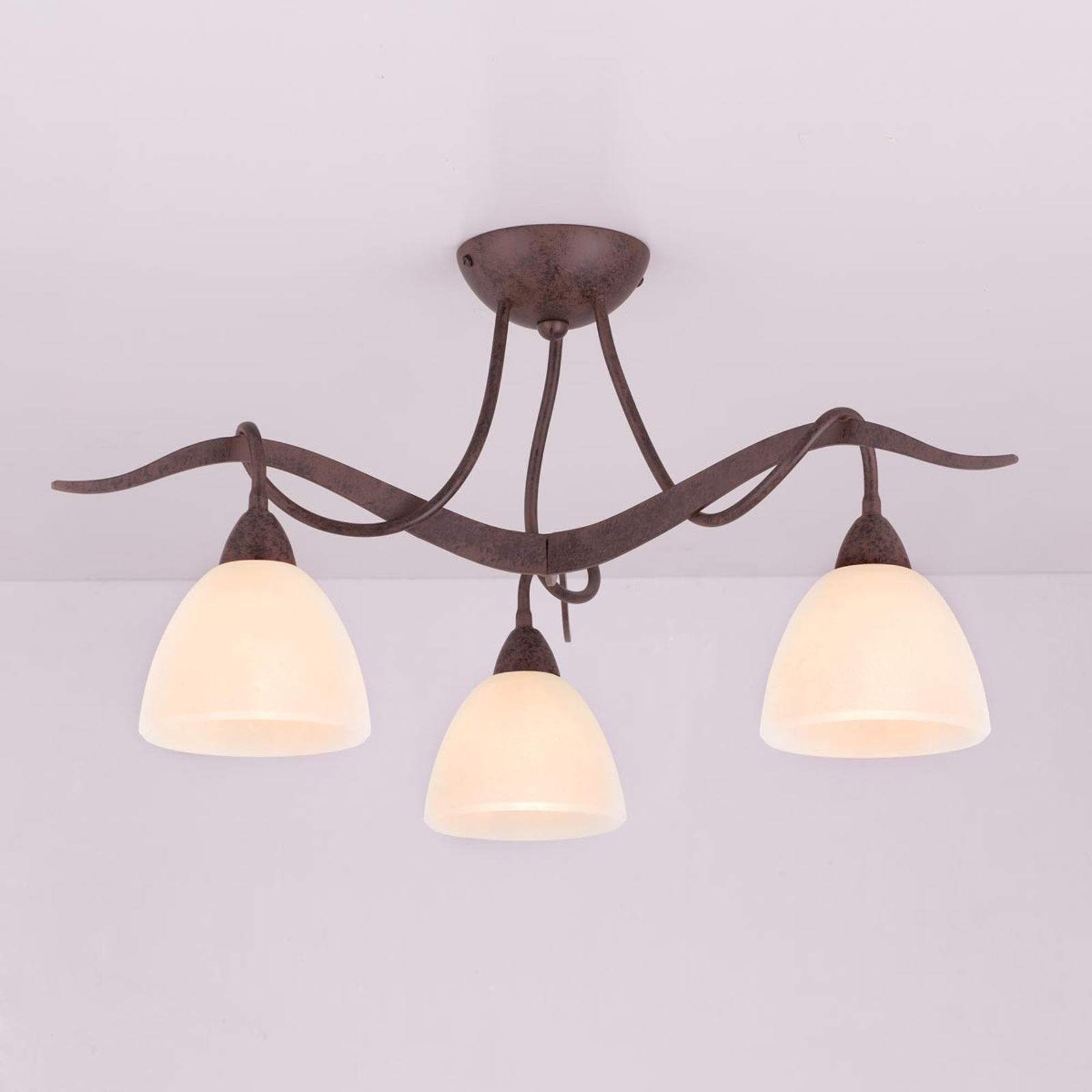 PLAFONNIER RUSTIQUE SAMUELE À 3 LAMPES, CRÈME