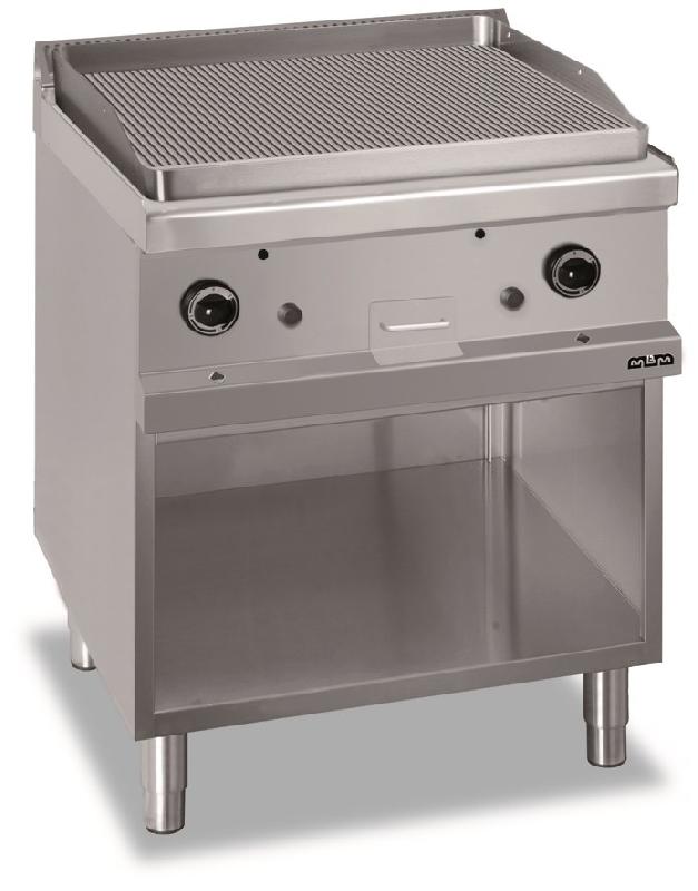 Plaque a snacker professionnel a gaz plaque rainurée gaz sur baie libre 65x57 magristra 700