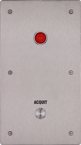 Platine couloir avec 1 bouton d'acquittement et 1 hublot pour pénitentiaire - PL-1B-COR-H_0