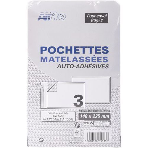 POCHETTES MATELASSÉES 120X215MM KRAFT BLANC