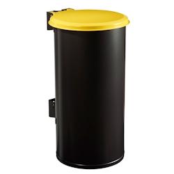 Rossignol - Poubelle murale 80L TUBO en acier manganèse - jaune - fixation sur poteau_0