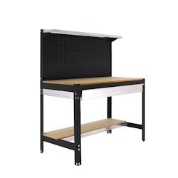 PROREGAL Établi BUFFALO avec paroi à outils, tiroir et étagère | HxLxP 84x120x61cm | Capacité de charge 600kg | anthracite - gris métal PR_RS41-10_0