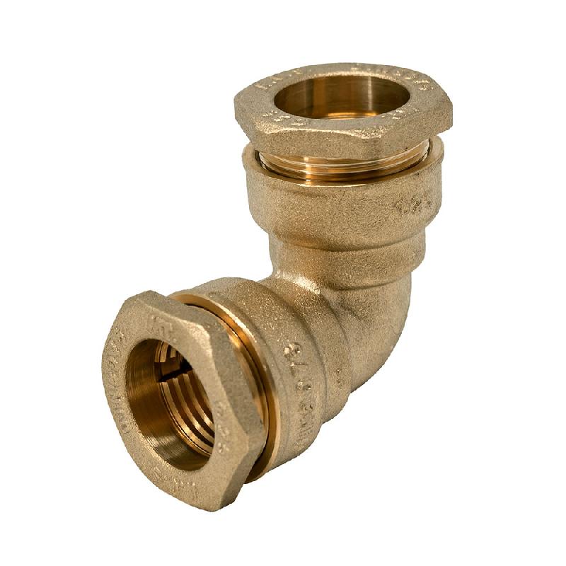 RACCORD COUDÉ LAITON PN16 POUR TUYAU PE Ø25