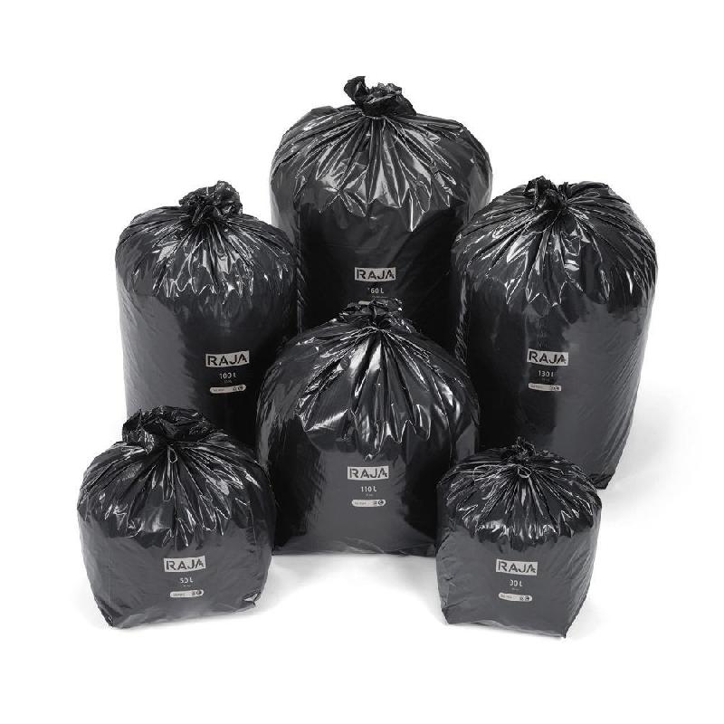 SAC POUBELLE RAJA 100L NOIR RECYCLE FORTE RESISTANCE  - LOT DE 200 SACS