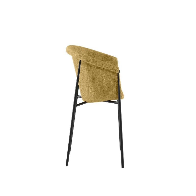 Stones Chaise Ambra avec assise et dossier en tissu gris clair facile à nettoyer - Structure et pieds en métal résistant pour la maison - jaune mé_0