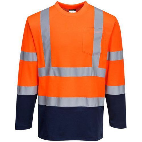 T-SHIRT BICOLORE À MANCHES LONGUES S280 BLEU/ORANGE M - PORTWEST