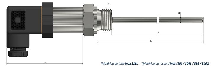 Thermocouple à visser Connecteur DIN 43650 avec transmetteur - TR61_0