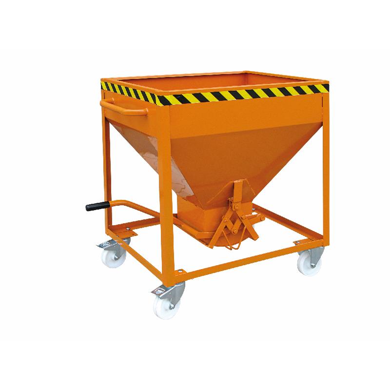 Trémie distributrice sur roulettes - Silo cubo-conique en acier - Volume 300L - Charge 750kg - Finition époxy_0