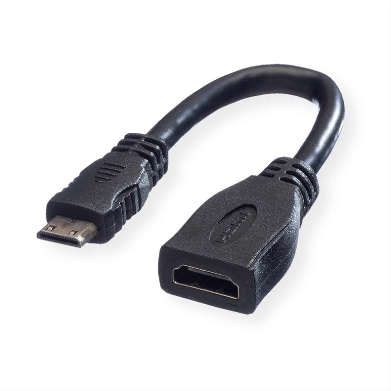 Value câble hdmi high speed avec ethernet, hdmi f - mini hdmi m, 0,15 m_0