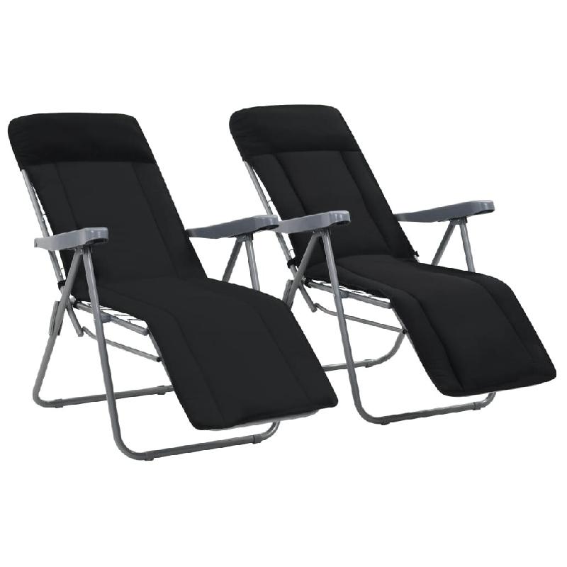VidaXL Chaises Pliables De Jardin Avec Coussins Lot De 2 Noir - noir 44319_0