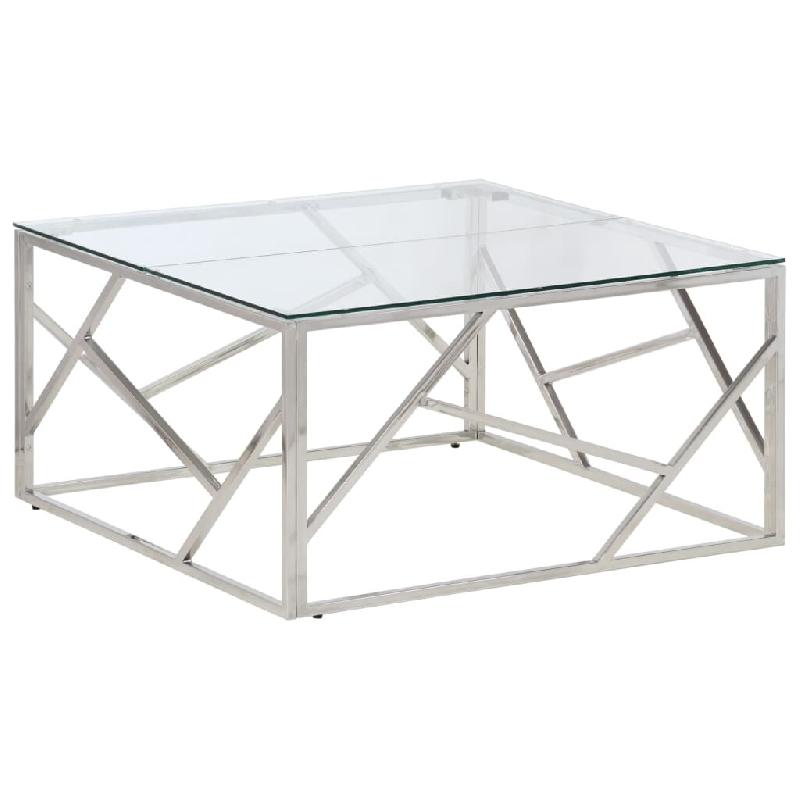 VidaXL Table basse argenté acier inoxydable et verre trempé Modèle Savane Élite - 349945_0