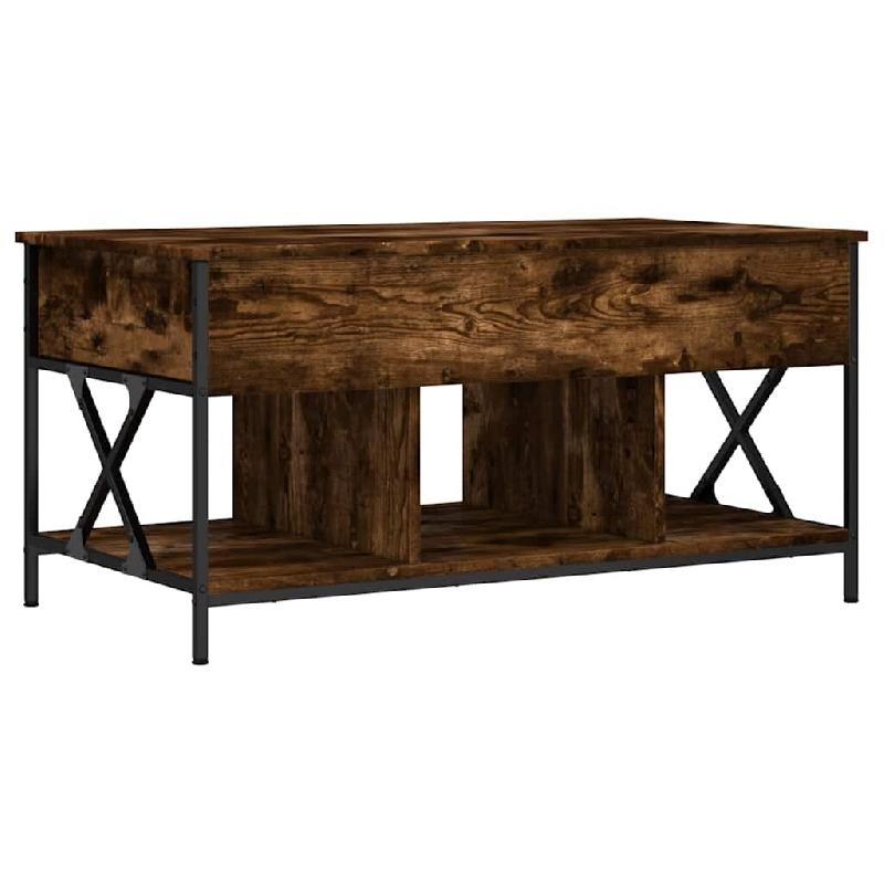 VidaXL Table basse chêne fumé 100x55x50 cm bois d'ingénierie et métal Modèle Prestige Pro - 845338_0