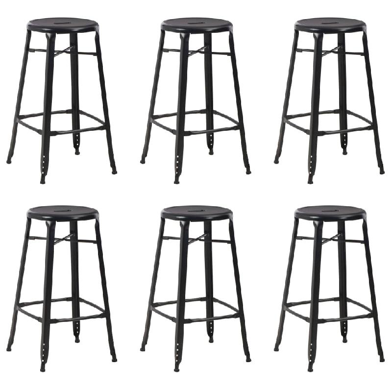 VidaXL Tabourets De Bar Lot De 6 Noir Acier - noir 3054559_0