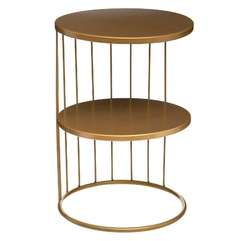WellHome - Petite table décorative à 3 niveaux Ø36x52 cm dorée - multi-matériau WH13885_0