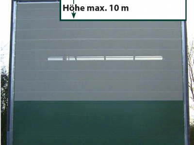 Porte sectionnelle industrielle autoportante - Wst 6 - Dimensions 25m x 10m - Galets sur roulements à billes_0