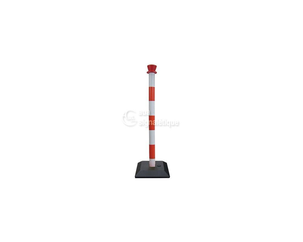 Poteau de signalisation - 1632187 - AUA Signalétique - PVC rouge/blanc - Socle lesté 5.5kg_0