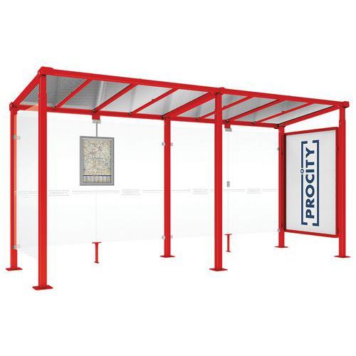 ABRI BUS MILAN 5M 1 VITRINE 1 BARDAGE LATÉRAL ROUGE 3020 - PROCITY